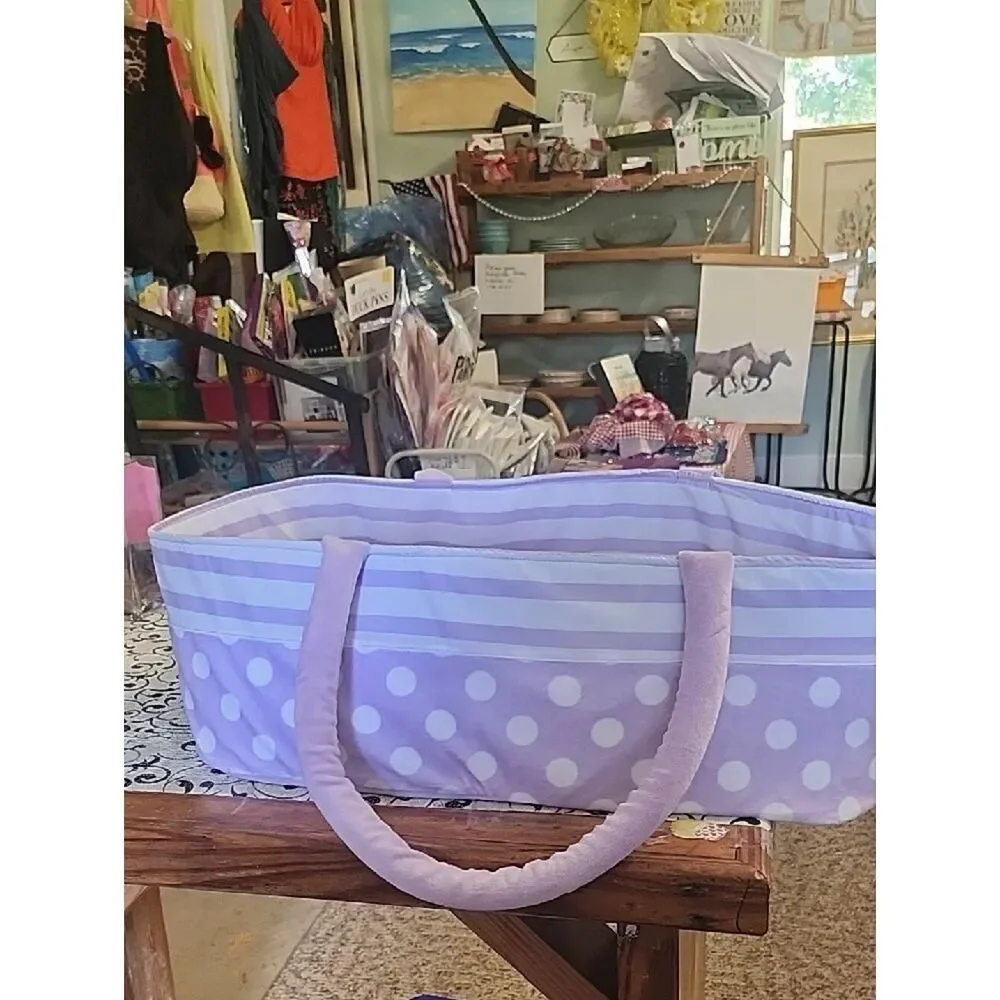 Reborn Lavender Polka Dot & Stripe Fabric Bassinet